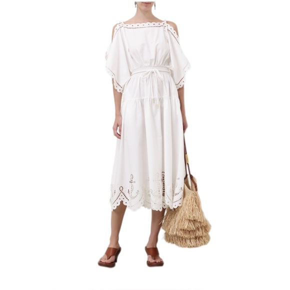Zimmermann Scarborough Embroidered Midi Dress size 0 - Picture 1 of 5